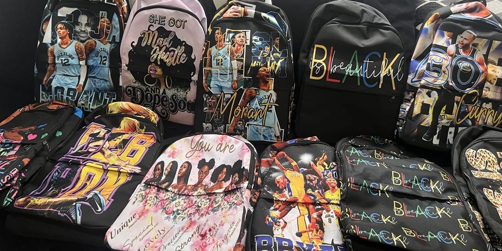 printed bags and backpacks